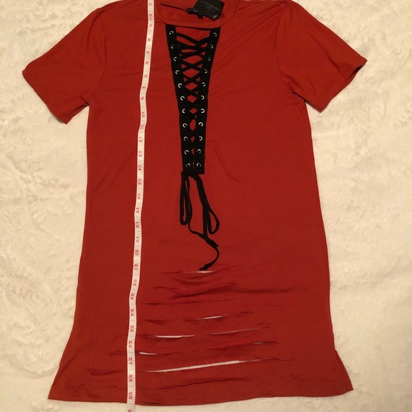 NWT- super soft red/orange w/black lace up top - Picture 5 of 7